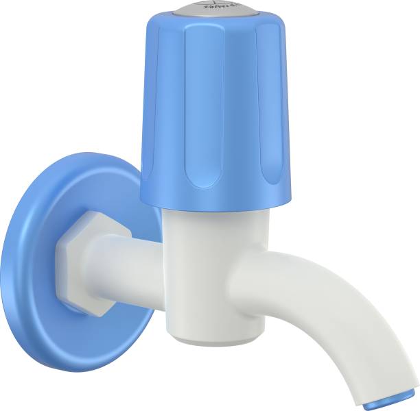 R. N. PTMT Superior Plastic Eco Long Body Bib Cock Taps for bathroom, with Flange wash basin taps (White-Blue Dual)_RNSAF19A20 Bib Tap Faucet