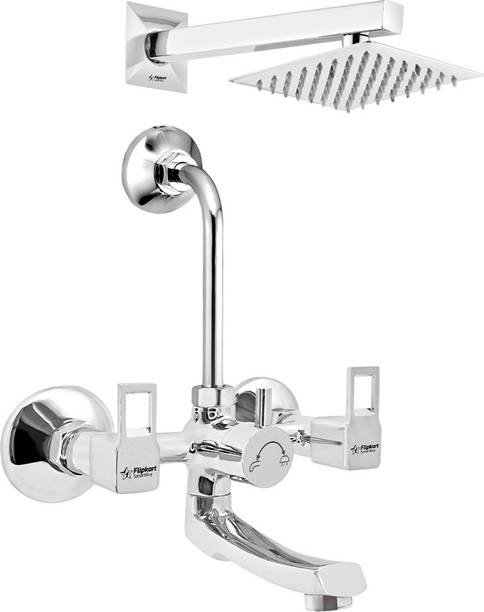 फ्लिपकार्ट स्मार्टबाय Shower-FKTPM-411-Square Cut_01 Brass Wall Mixer With 190MM L-Bend and Square 6x6 Shower Combo (Chrome Finish) वॉल मिक्सर नल