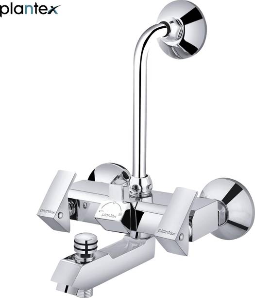 Plantex Pure Brass 3 in 1 Wall Mixer for Bathroom with L-Bend Provision for Overhead Hand Shower/Mixer Tap for Bathroom/Bathroom Mixer Tap-(PRI-319-Chrome) Mixer Faucet