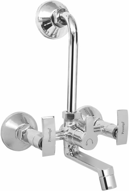 Prestige Passion (Tell Wall Mixer) Brass Mixer Faucet With 115Mm Long Bend Pipe (Disc Fitting |Quarter Turn| Form Flow) Mixer Faucet (Silver) Wall Mixer Faucet