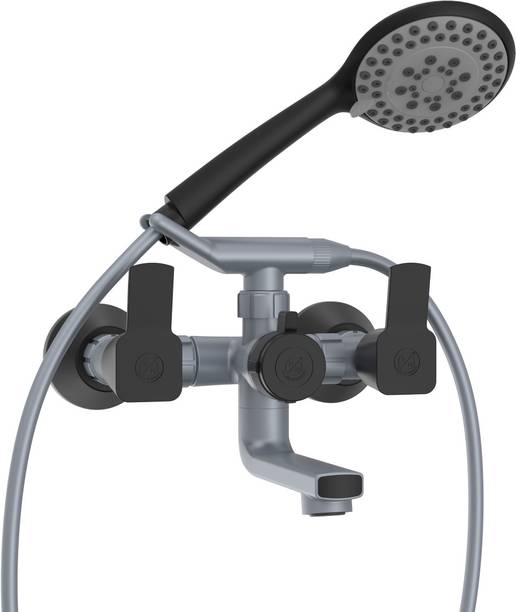 R. N. RNLAB09B12_PTMT Superior Plastic 3 in 1 Wall Mixer Telephonic with Crutch | Hot & Cold Water Supply Mixer For Bathroom | Plastics Mixer Tap वॉल मिक्सर नल