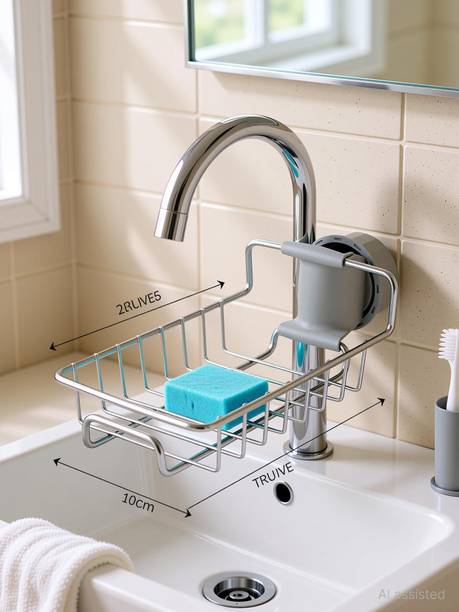 TRUJVE 1pc Kitchen Sink Faucet Holder Faucet Sponge Scrubber Storage Hang for Bathroom Heavy Duty Thickening Hanging Drain Rack for scrubbers, soap, Bathroom Health  Faucet