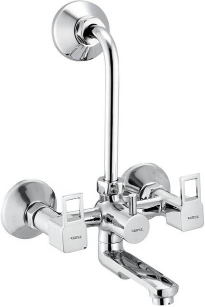 Ramya CUBE Wall Mixer With L Band For Bathroom and Kitchen Chrome Finish Wall Mixer Faucet