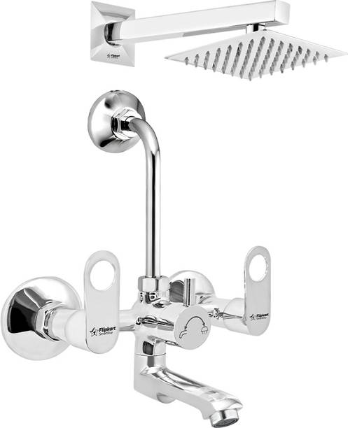फ्लिपकार्ट स्मार्टबाय Shower-FKTPM-203-Ornamax_01 Brass Wall Mixer With 190MM L-Bend and Square 6x6 Shower Combo (Chrome Finish) वॉल मिक्सर नल