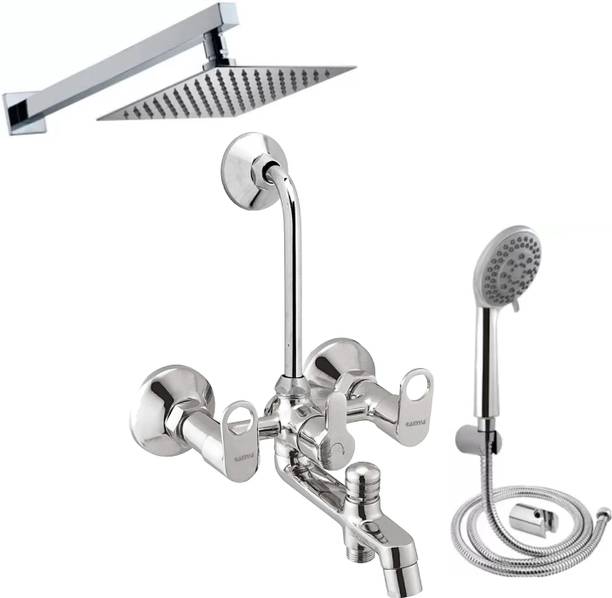 Ramya ORNAMIX 3in1 Wall Mixer 8x8 Shower 15inch Arm 5 Gear Hand Shower Full Set For Bathroom Tap Mixer Faucet
