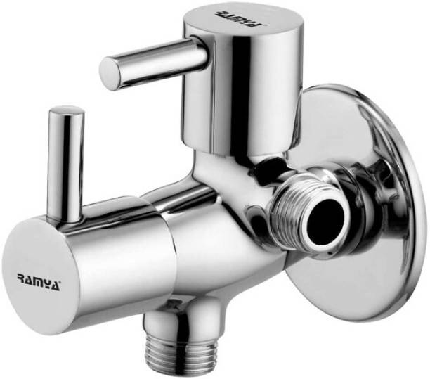 Ramya Dove 2 Way Angle Tap Brass For Bathroom and Kitchen Chrome Finish Twin Elbow Valve Faucet