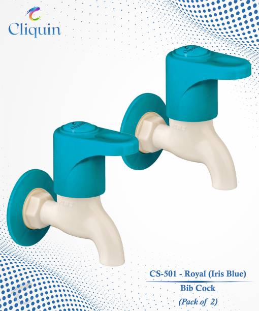 Cliquin CS-501 - Royal (Iris Blue) - BC-2 Nos Ptmt Bib Cock with Wall Flange (Pack of 2) Bib Tap Faucet