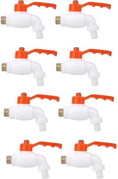 SmartBath White Nozzle Bib Cock Tap for Bathroom Kitchen Wash Basin &amp; Garden(Pack of 8) Bib Tap Faucet