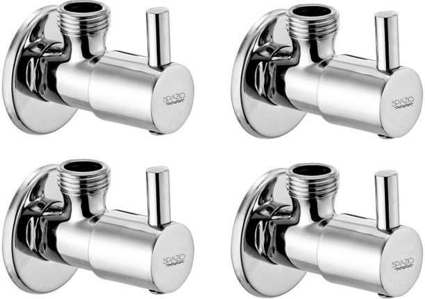 Flipkart SmartBuy Turbo Brass, Quarter Turn Angle Valve/Angle Cock, Stop Cock (Pack Of 4) With Wall Flange, For Bathroom Taps, Wash Basin Tap & Geyser Tap, Chrome Plated Angle Cock Faucet
