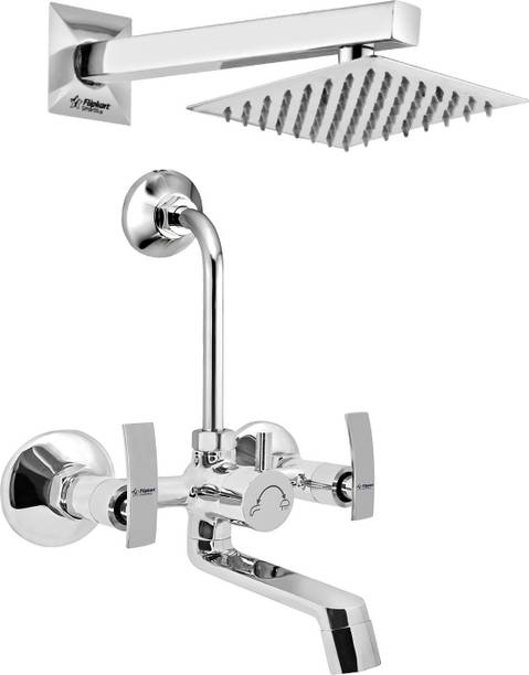 Flipkart SmartBuy Shower-FKTPM715-Desire Brass Wall Mixer With 190MM L-Bend and Square 6x6 Shower Combo (Chrome Finish) Wall Mixer Faucet
