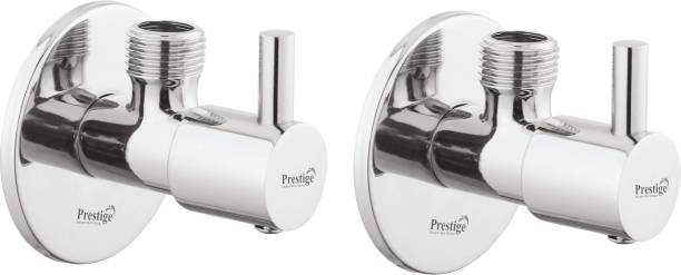Prestige Turbo brass Angle Valve With Wall Flange, Chrome Silver-pack of 2 Angle Cock Faucet