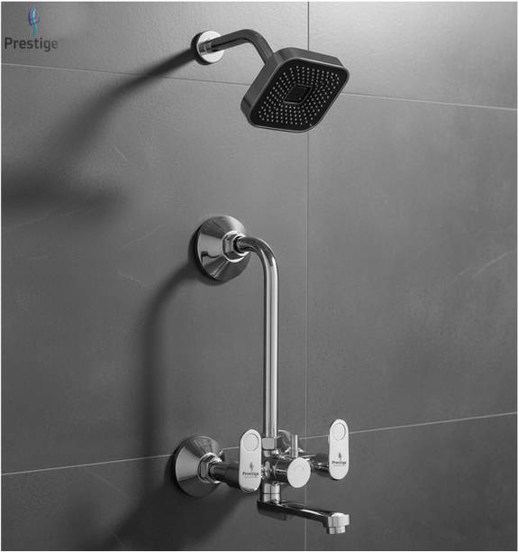 प्रेस्टीज Prime Full Brass Wall Mixer With L Bend With 4inch Garnet shower with 9inch arm मिक्सर नल