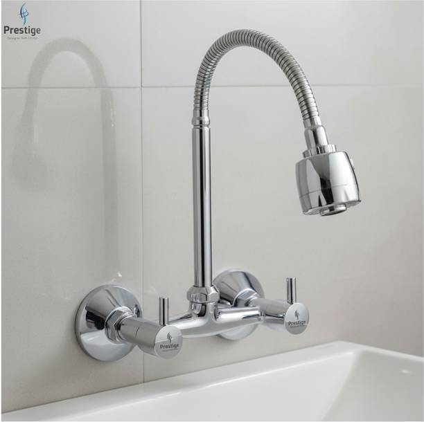 Prestige Turbo Brass Sink with Dual Flow Flexible Swivel Spout, Wall Mixer Faucet