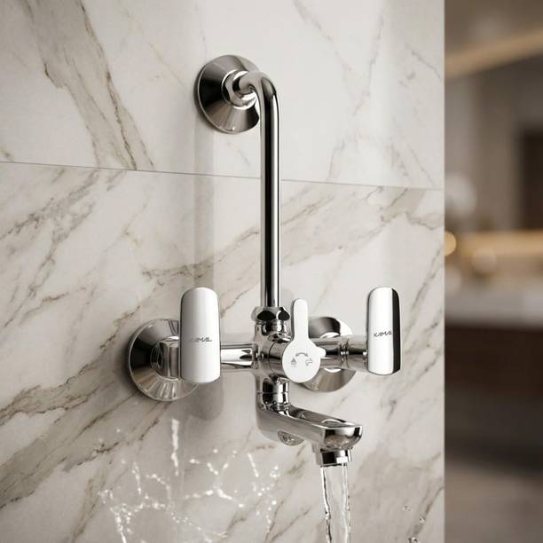 KAMAL Wall Mixer - Cubix Prime| Heavy Brass Build (With Provision for overhead shower | Wall Mixer For Bathroom | Mixer Faucet