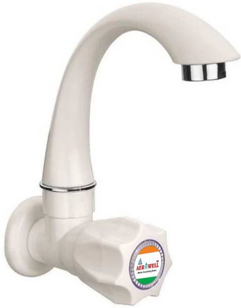 aerowell 1 PVC Tap Kitchen Mixer White Faucet Polo Sink Cock for Bathroom wash Basins Pack Of 1 Bib Tap Faucet