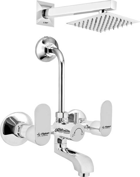 Flipkart SmartBuy Shower-FKTPM-105-Opal_01 Brass Wall Mixer With 190MM L-Bend and Square 6x6 Shower Combo (Chrome Finish) Wall Mixer Faucet