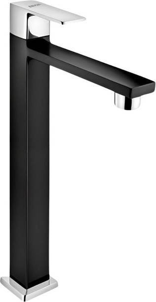 ENICET by Enicet 12 Inch high neck pillar tap, Black Body, brass build, sink tap for bathroom Black pillar tap | Black table top faucet | Black high neck pillar cock Sink Tap Faucet