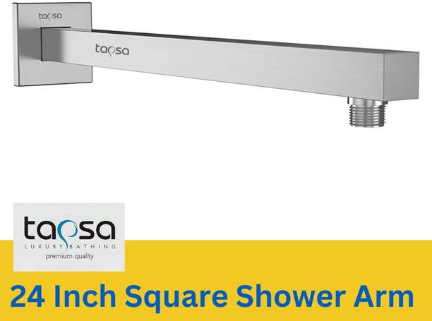 तपसा Premium Quality Stainless Steel 24 Inch Square Shower Arm|Shower Rod (Pack of 1) Shower Arm For Overhead Shower With Flange Chrome Finish, Suitable For Diverter, वॉल मिक्सर नल