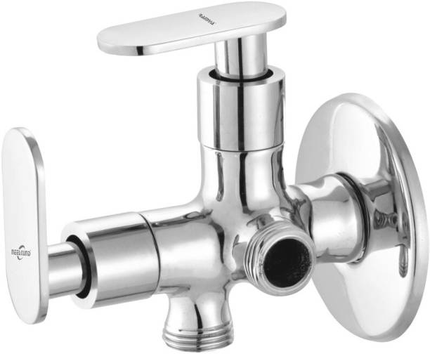 Ramya Rapid 2 Way Angle Tap Brass For Bathroom and Kitchen Chrome Finish Twin Elbow Valve Faucet