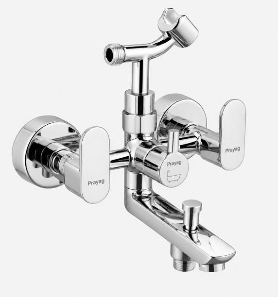 Prayag Wall Mixer with flange for Bathroom with Hand Shower Provision, Aqua Series Wall Mixer Faucet