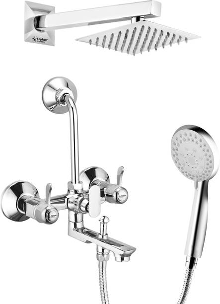 Flipkart SmartBuy FK-Magic-Brass 3 in 1 Wall Mixer with 6 Inch Overhead Shower & Hand Shower Set Wall Mixer Faucet