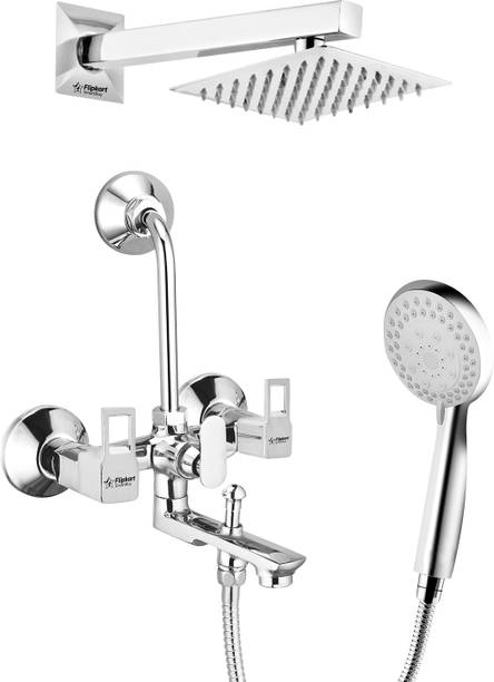 Flipkart SmartBuy FK-Square Cut-Brass 3in1 Wall Mixer with 6Inch Overhead Shower & Hand Shower Set Wall Mixer Faucet