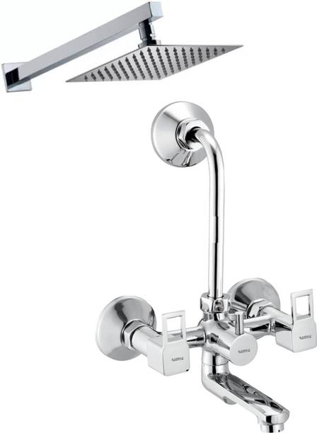 रम्या Cube Wall Mixer With L Band & 8x8 Shower Head 15inch Arm For Bathroom Tap वॉल मिक्सर नल