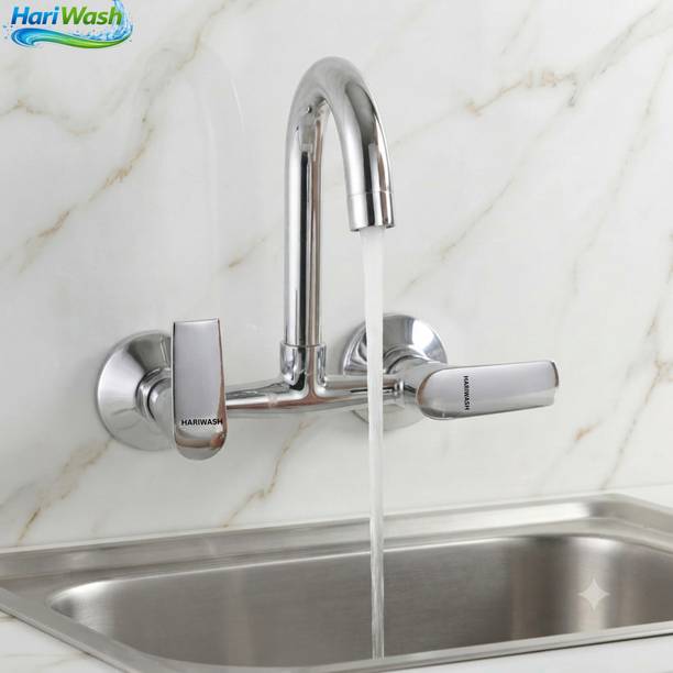 Hariwash NEXA (Sink Mixer) Brass Tap With Hot & Cold Water Feature (Silver) Kitchen Mixer, Wall Mixer Faucet