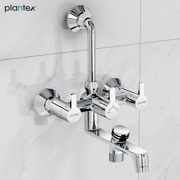 Plantex Pure Brass Flora Wall Mixer 3 in 1 with Hot & Cold Water Feature with Long Bend Pipe & Flange (FLO-819) FLO-819 Wall Mixer Faucet