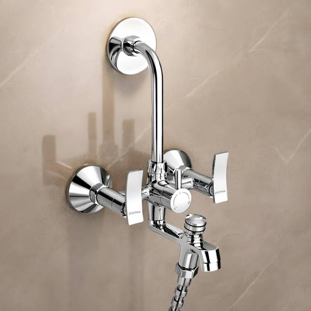 प्लांटेक्स Brass 3-in-1 Wall Mixer with L-Bend Provision for Overhead and Hand Shower Bathroom Mixer Tap with Brass Wall Flange & Teflon Tape/Wall Mixer for Bathroom वॉल मिक्सर नल