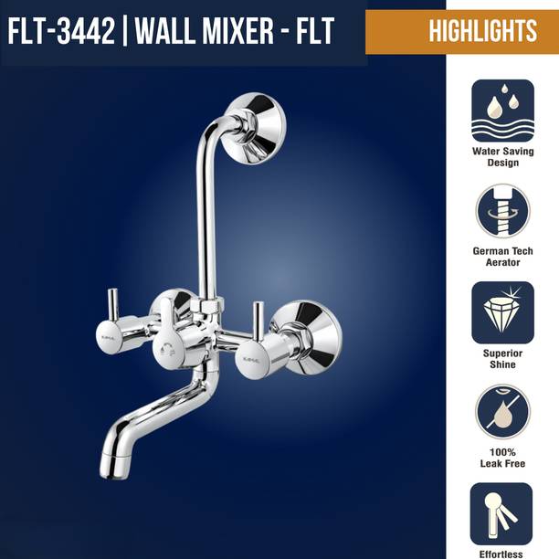KAMAL Wall Mixer - FLT (with L Bend Pipe) |Hot & Cold Mixer |with Provision for Shower Wall Mixer with L bend pipe Sturdy Brass Build | Hot and Cold Shower Mixer | Wall Mixer Faucet