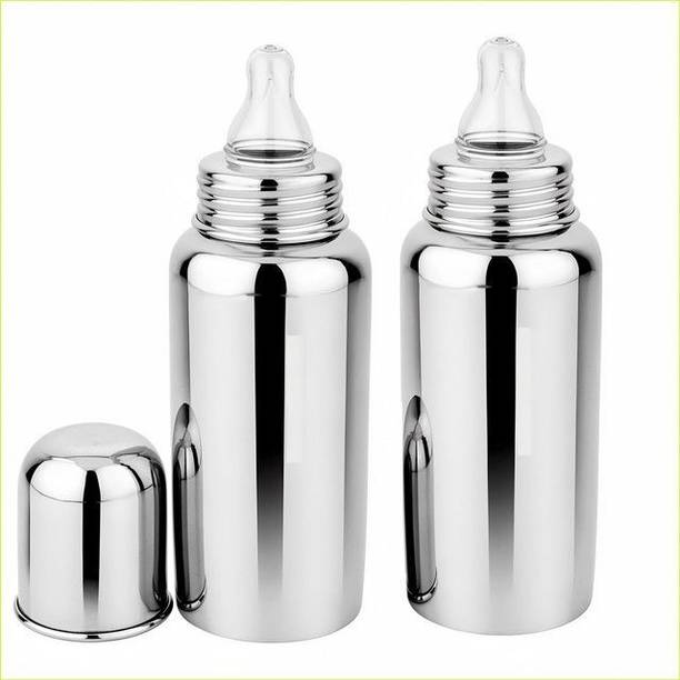 Bubblino Stainless Steel Baby Feeding Bottle Set, Premium Anti-ColicBottle for Newborns  - Stainless steel