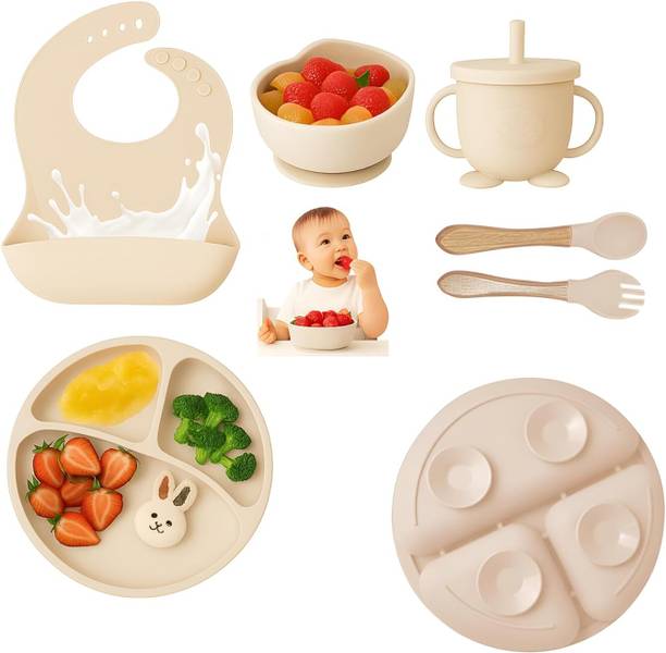 BIYALI Silicone Baby Feeding Set,6 Pcs Premium Toddler Utensils, Baby Feeding Supplies  - Silicone