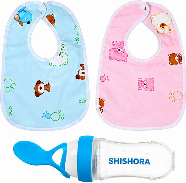 SHISHORA Baby Feeding Combo Set of 3  - Cotton, Silicone
