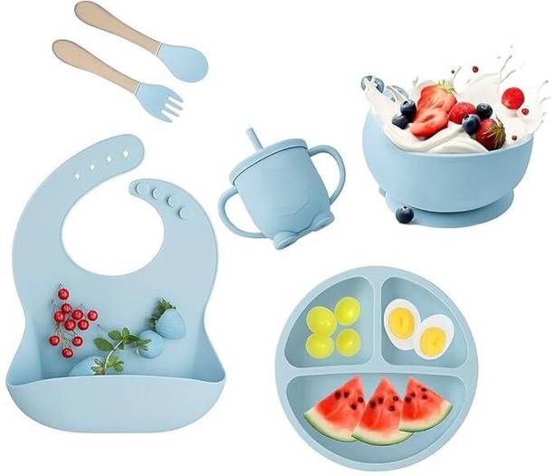 JEKEMI Toddler Feeding Kit – 6PCS Silicone Dishware, BPA-Free, Non-Toxic, Easy to Clean  - Silicone