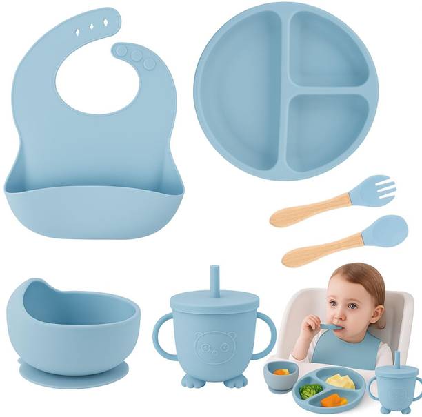 BIYALI Silicone Baby Feeding Set,6 Pcs Premium Toddler Utensils, Baby Feeding Supplies  - Silicone