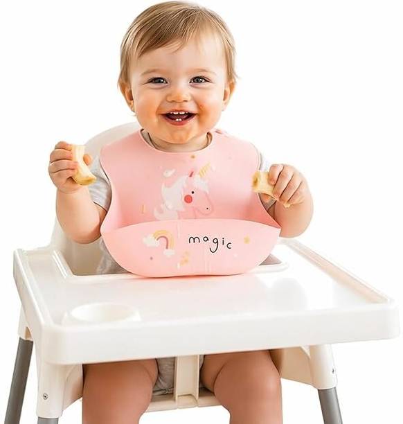 WOLOVA Waterproof Adjustable Feeding Bib for Infants & Toddlers - Silicone