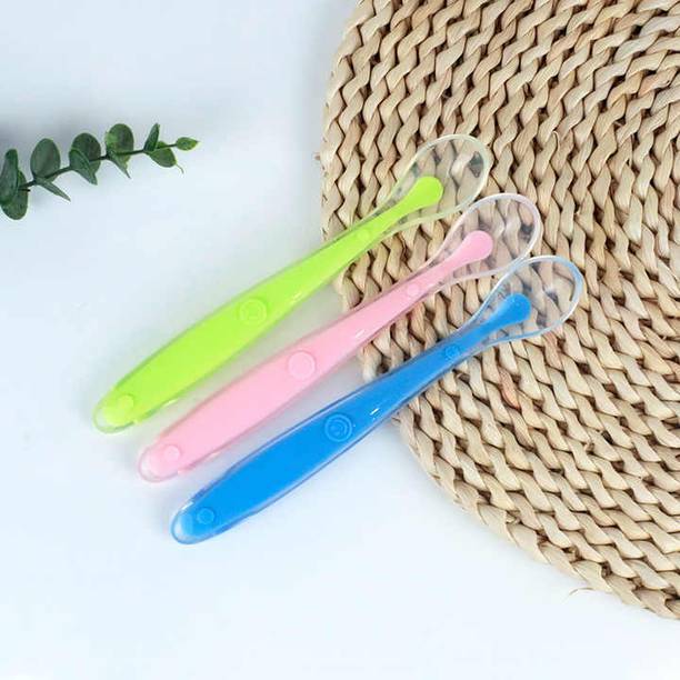 Saraswati kart Soft tip Silicon Spoons for Baby Feeding ,First Stage Spoons for Babies  - Silicone