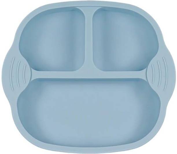 Agabani Unbreakable Silicone Dish for Baby Feeding, Divided Plates with Suction Cups,  - SILICON