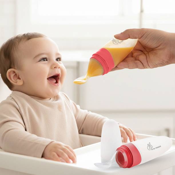 R for Rabbit First Feed Feeder Soft Feeding Spoon for Baby 4 Months & Plus, 90ml  - Non Toxic, BPA Free, Silicone Matterial