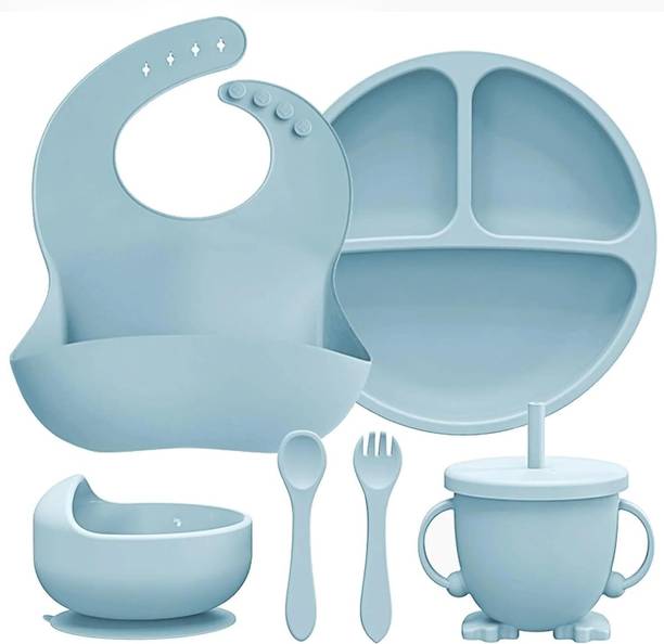 PRAJYA BPA Free Silicone Baby Feeding Set with Suction Plate  - silicone