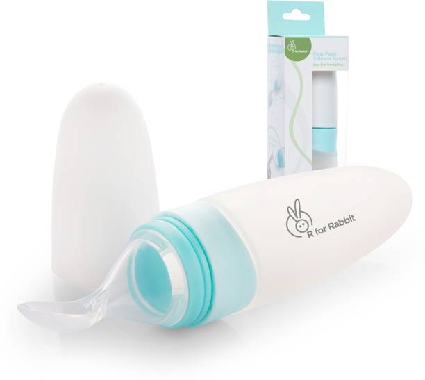 R for Rabbit First Feed Feeder Soft Feeding Spoon for Baby 4 Months & Plus, 90ml  - Non Toxic, BPA Free, Silicone Material