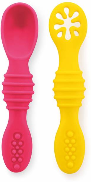 Beebaby Smushy Silicone Baby Self Feeding Spoon Set. Toddler Weaning Spoon. 100%BPA FREE  - 100% Food Grade Silicone