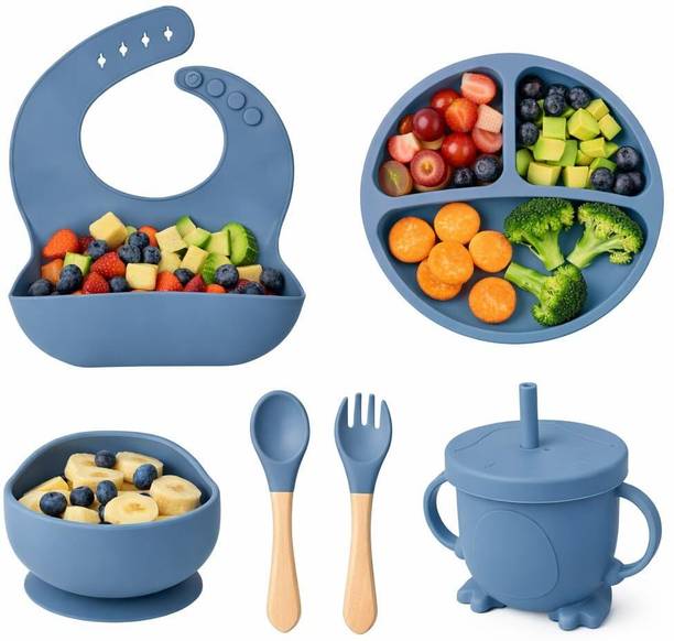 JEKEMI Toddler Feeding Kit – 6PCS Silicone Dishware, BPA-Free, Non-Toxic, Easy to Clean  - Silicone