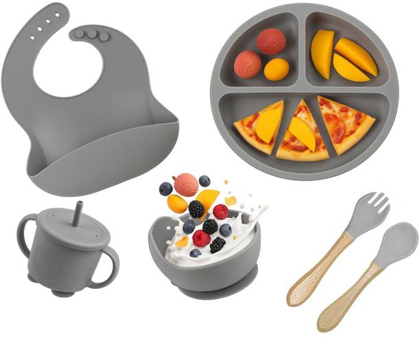 Edtepy 6 Pcs Silicone Baby Feeding Set Bpa-Free,Microwave Safe,Kit for Babies&Toddlers  - BPA Free -Silicone