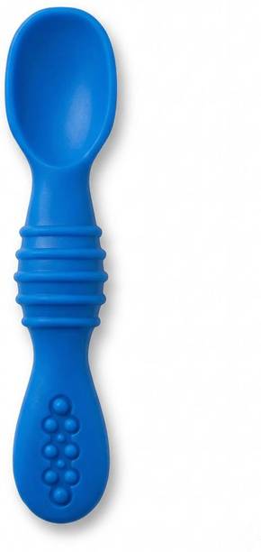 Little Kachhua Blue Silicone Feeding Spoon with Textured Non-Slip Grip Handle  - BPA Free Food Grade Silicon