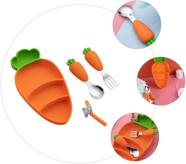 cubbycoo Cartoon Infant Tableware Set with Partitioned Design for Easy Feeding  - Silicon