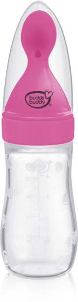 Buddsbuddy BPA Free New Born Baby Squeezy Silicone Cereal Feeder With in built Spoon, Food feeder 125ml - Silicone  - Silicone