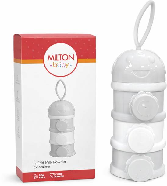 Milton Baby 3 Layer Milk Powder Container I Formula Dispenser I for Snacks, Fruits, Grey  - Plastic