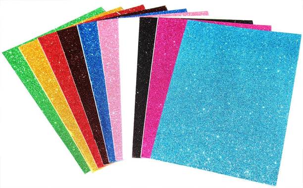 greencom Self Adhesive Easy to Peel Off Glitter Foam Sheets, A4 Size, Felt Sheet